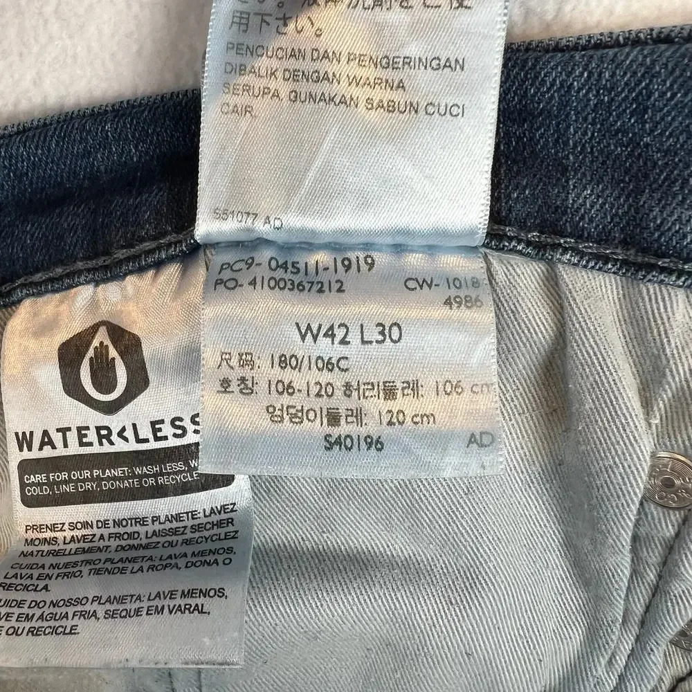 Levis 511 Jeans Mens 42x30 Blue Denim San Francisco Premium Big E Dark‎ Wash